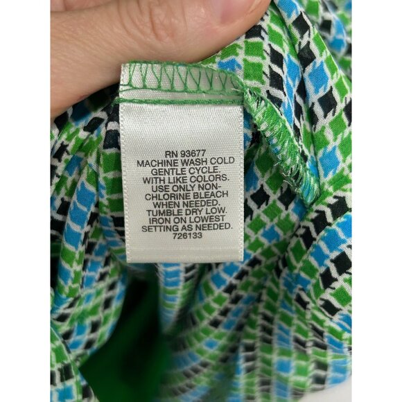Liz Claiborne Button Front Sleeveless Blouse Green Blue Plus Sz 2X Checkered - Picture 9 of 11